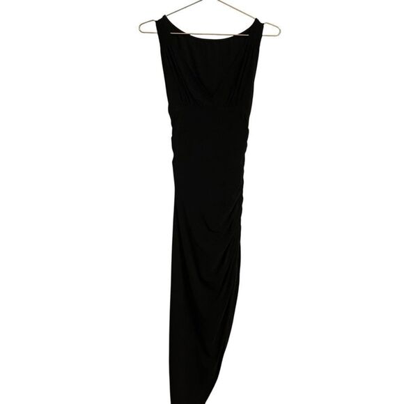 Norma Kamali Tara Side Drape Gown Black Size Small NWT - Picture 2 of 7
